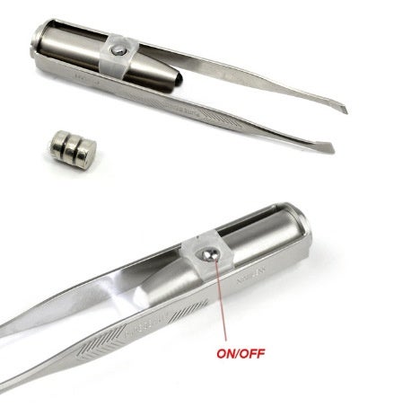 Portable Stainless Steel Smart Design Eyebrow Hair Remove Tweezer with LED Light Makeup Tool view 5