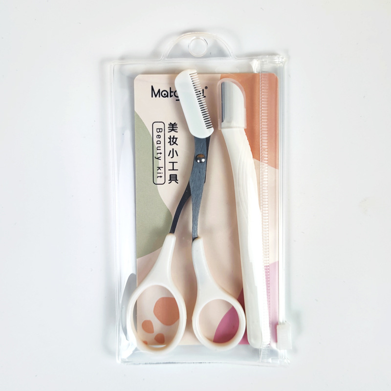 Eyebrow Trimmer and Scissors Beauty Makeup Tools Hair Shaver with Comb view 2