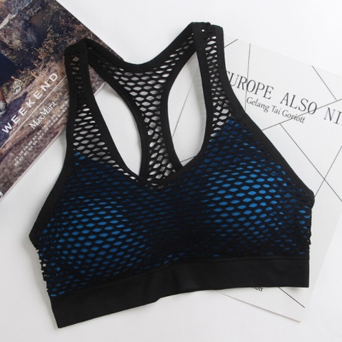 Breathable Mesh Sport Bra Top Women Hollow Out Cross Shockproof Push Up Yoga Bras For Running Gym
