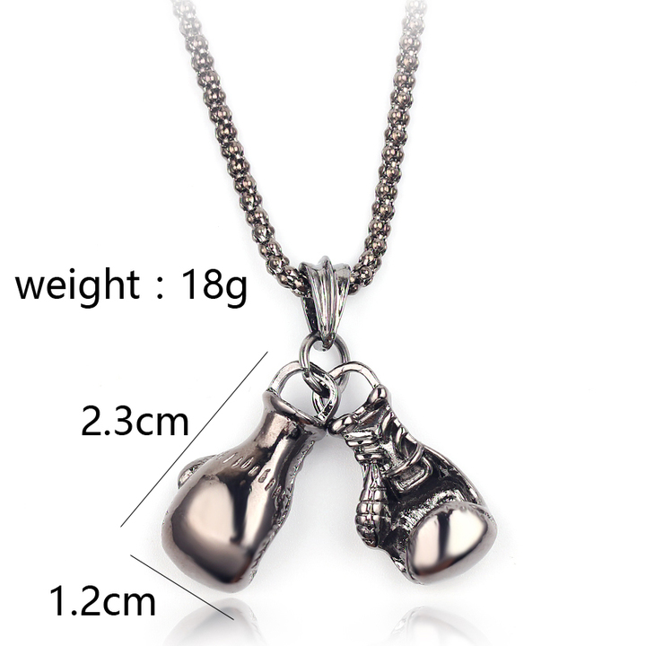 Men Necklace Gold Color Stainless Steel Hip Hop Chain Pair Boxing Glove Pendant Charm Fashion