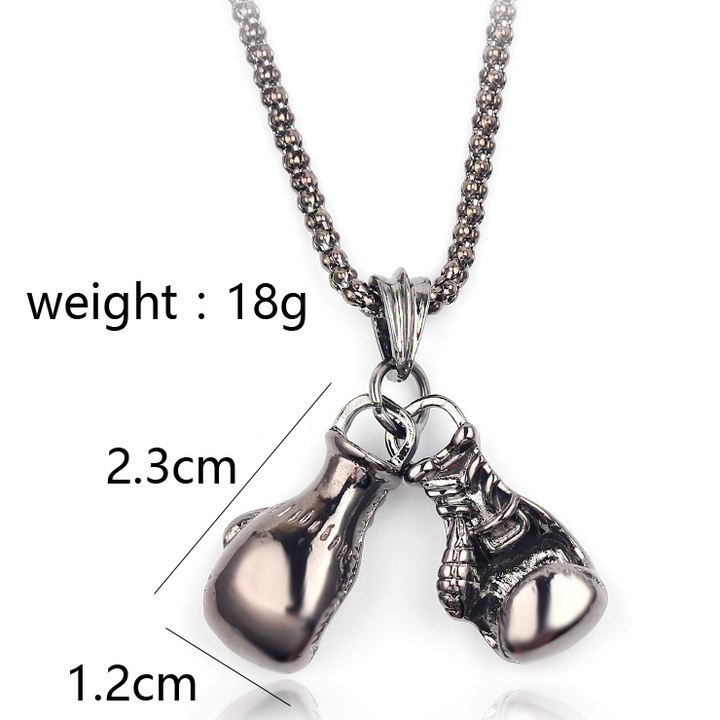 Men Necklace Gold Color Stainless Steel Hip Hop Chain Pair Boxing Glove Pendant Charm Fashion