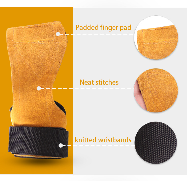Leather WeightLifting Gloves Gym Grip Palm Protector Strap Weight Pad Wrist Wraps Dumbbell Gloves