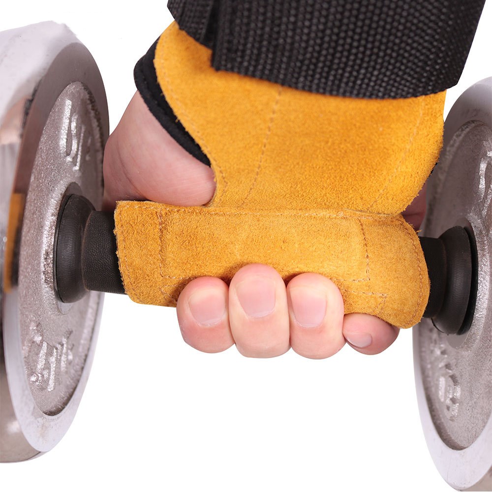 Leather WeightLifting Gloves Gym Grip Palm Protector Strap Weight Pad Wrist Wraps Dumbbell Gloves