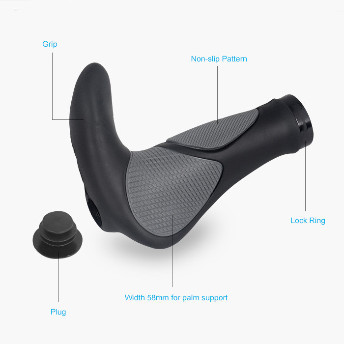 Ergonomic Hand Grips Mold-in Black Grey Dual Color Tone Grip Handlebar End Sheath Casing Hand Rest