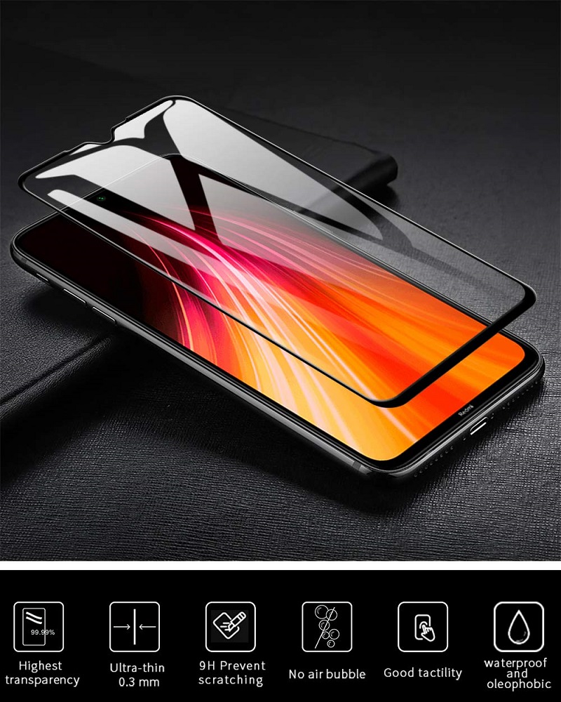 [1-Pack] Xiaomi Redmi Note 8 Case With [Full Screen Cover Tempered Glass] Screen Protector