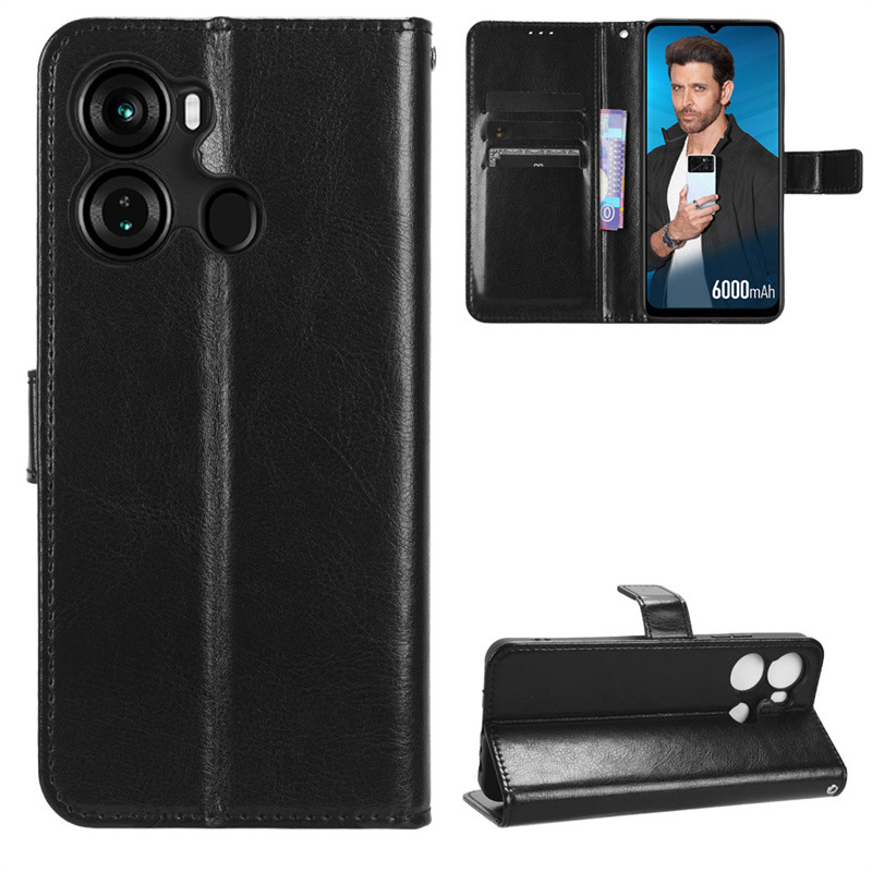 Wallet Flip Cover for Itel P40 Leather PU Phone Case Shockproof Durable Retro Case