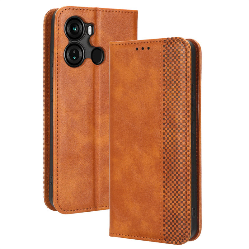 Wallet Flip Cover for Itel P40 Leather PU Phone Case Shockproof Durable Retro Case