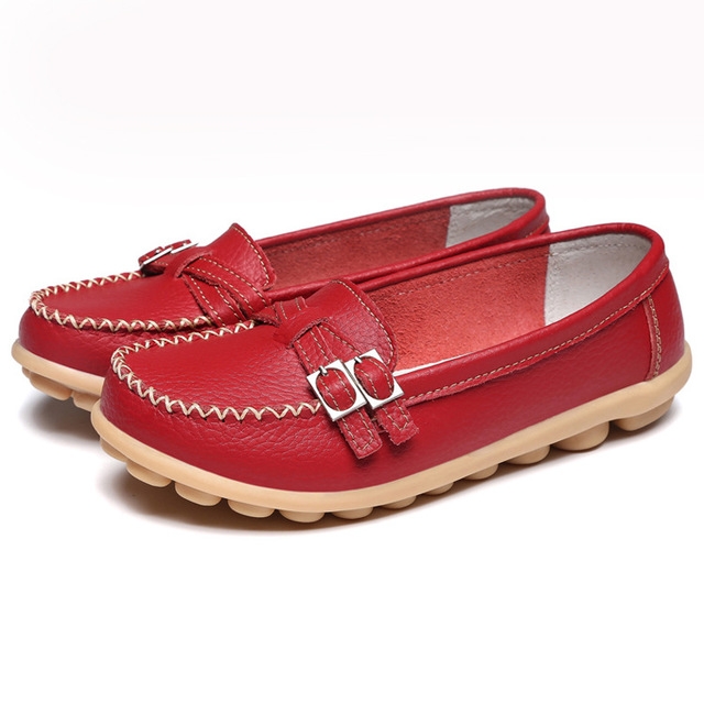 Nice Baby 1 pairs ladies' cowhide loafers flat - bottomed driving shoes are skid resistant