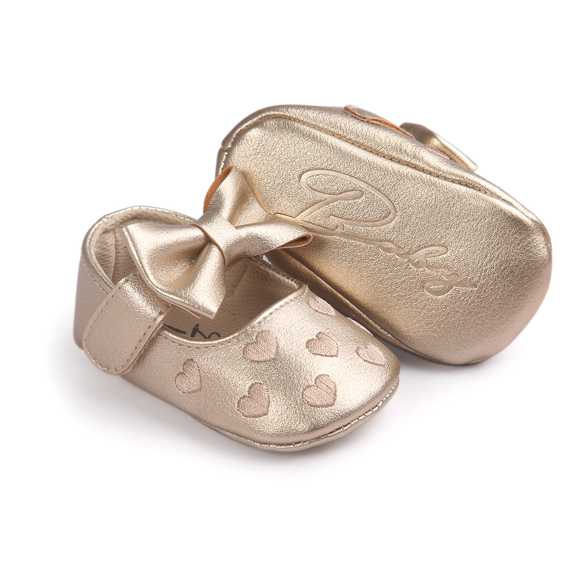 A pair of Baby shoes PU Leather Baby Girl Baby Bow Fringe Soft Soled Non-slip Footwear Crib Shoes