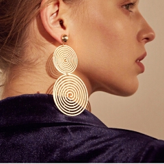 Double Geometric Round Circel Earrings Simple Elegant Hoop Women Earrings Geometric Ear Hoop Jewelry