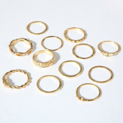 12 Pcs joint rings set for women retro diamond ring winding knotted carved rings wedding jewelry