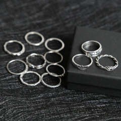 12 Pcs joint rings set for women retro diamond ring winding knotted carved rings wedding jewelry