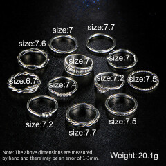 12 Pcs joint rings set for women retro diamond ring winding knotted carved rings wedding jewelry