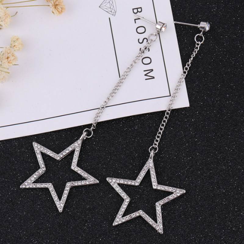 New Rhinestone five-pointed star earrings studs fashions earrings for women long ear tassel jewelry