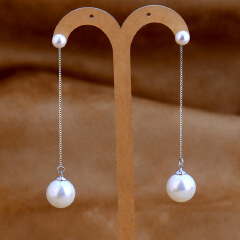 Earrings studs 925 silver for women female long tassel pearl earrings star with the same paragraph