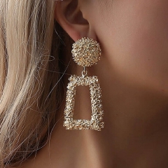 1 PCS New Fashion Geometric Trapezoidal Long Metal Earrings for Women girls ladies jewelry gifts