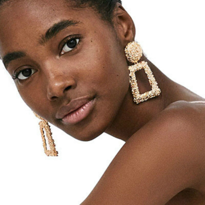 1 PCS New Fashion Geometric Trapezoidal Long Metal Earrings for Women girls ladies jewelry gifts