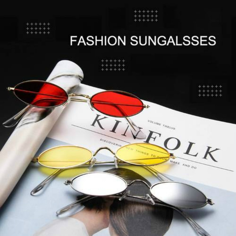 2018 New Vintage Trendy Small Oval Frame Sunglasses Women's Retro Fashion Shades  dress up Glasses