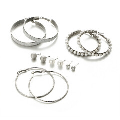 6 Pcs/set earrings studs for women exaggerated artificial pearl  large circle earring in jewellery
