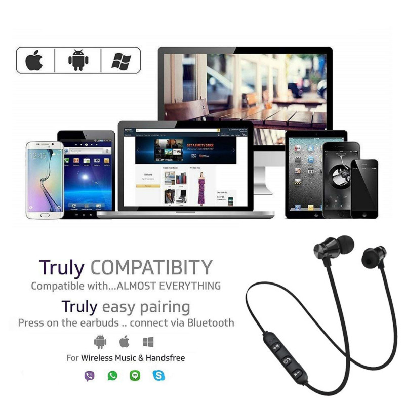 Magnetic wireless bluetooth earphones Stereo Earbuds in-ear with Mic For iphone samsung