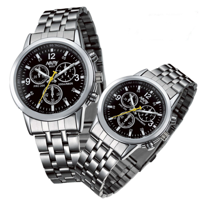 2PCS/SET Couples watches men womeen quartz steel belt watch casual business atmosphere waterproof