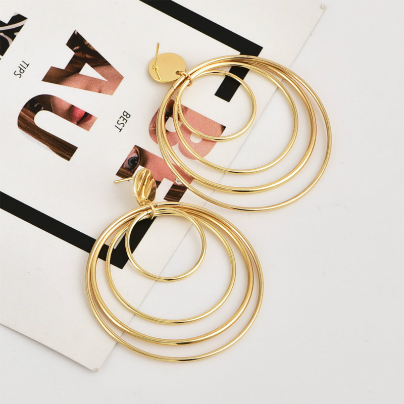 Multi-layer round earrings circle ring earrings female new fashion popular personality earrings