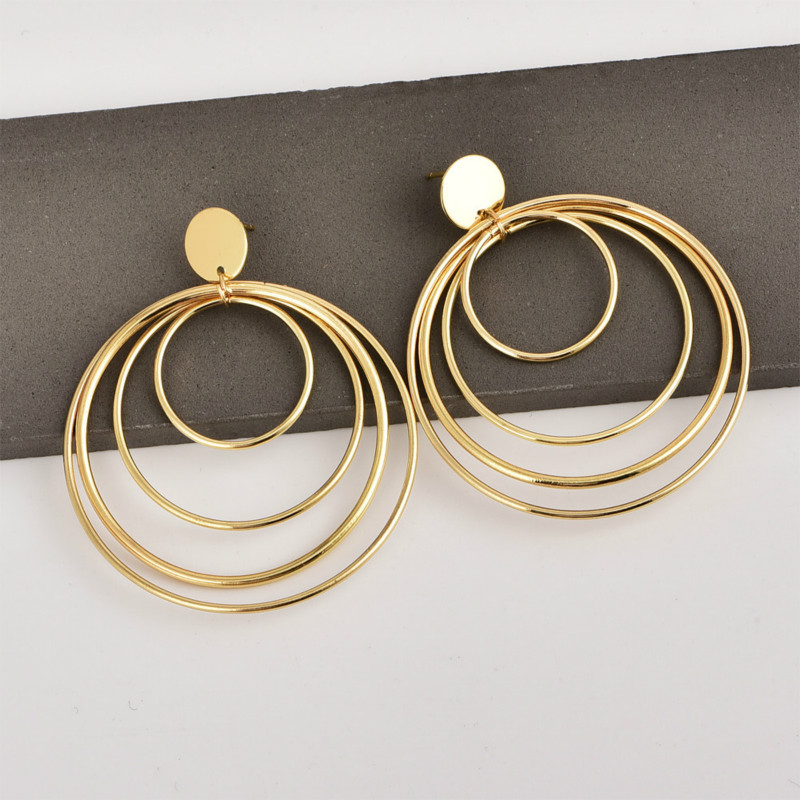 Multi-layer round earrings circle ring earrings female new fashion popular personality earrings