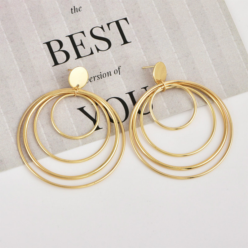 Multi-layer round earrings circle ring earrings female new fashion popular personality earrings