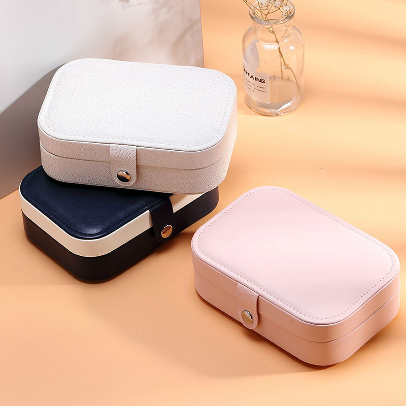 Double-layer jewelry storage box Korean earrings ring velvet jewelry box