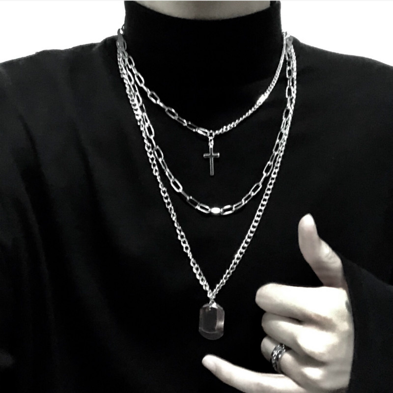 3PCS/SET rendy sexy neck multilayer hip hop long chain cool necklace for women men jewelry gifts