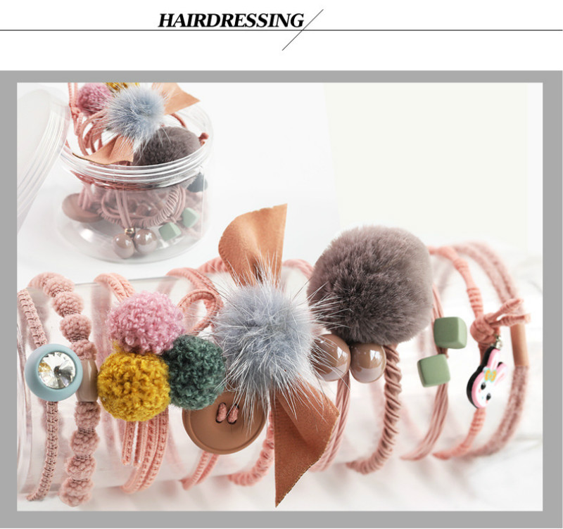 10 PCS/SET Horsetail decor hair ringS hair accessories high personality hair ropes set rubber band