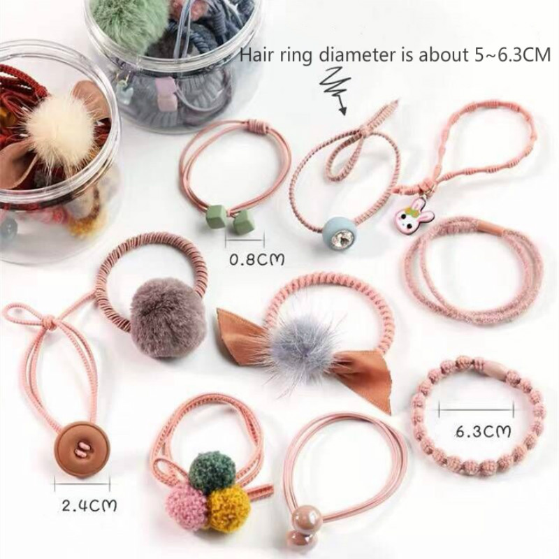 10 PCS/SET Horsetail decor hair ringS hair accessories high personality hair ropes set rubber band