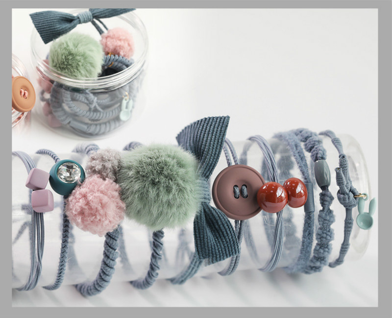 10 PCS/SET Horsetail decor hair ringS hair accessories high personality hair ropes set rubber band