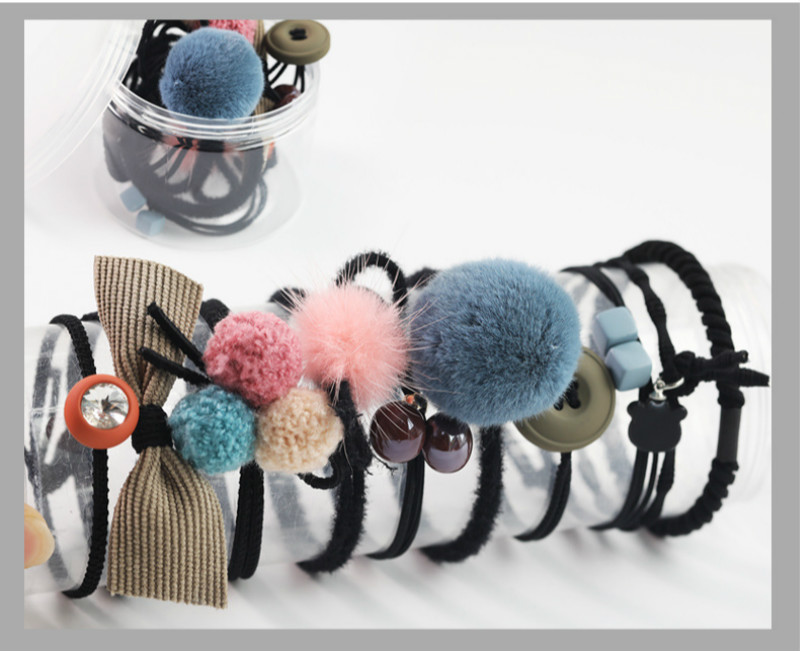 10 PCS/SET Horsetail decor hair ringS hair accessories high personality hair ropes set rubber band