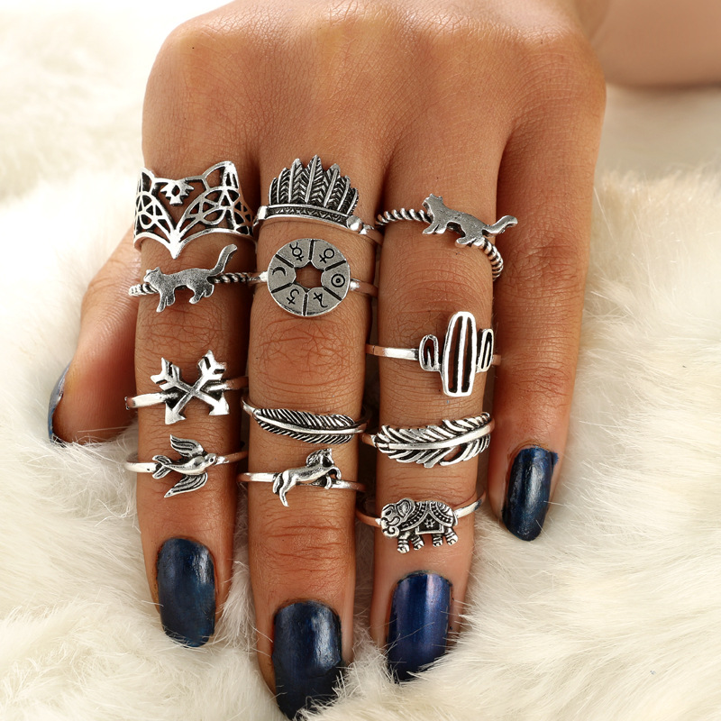12 PCS/SET rings set rings for women ladies rings in jewellery wedding silver rings jewelry rings