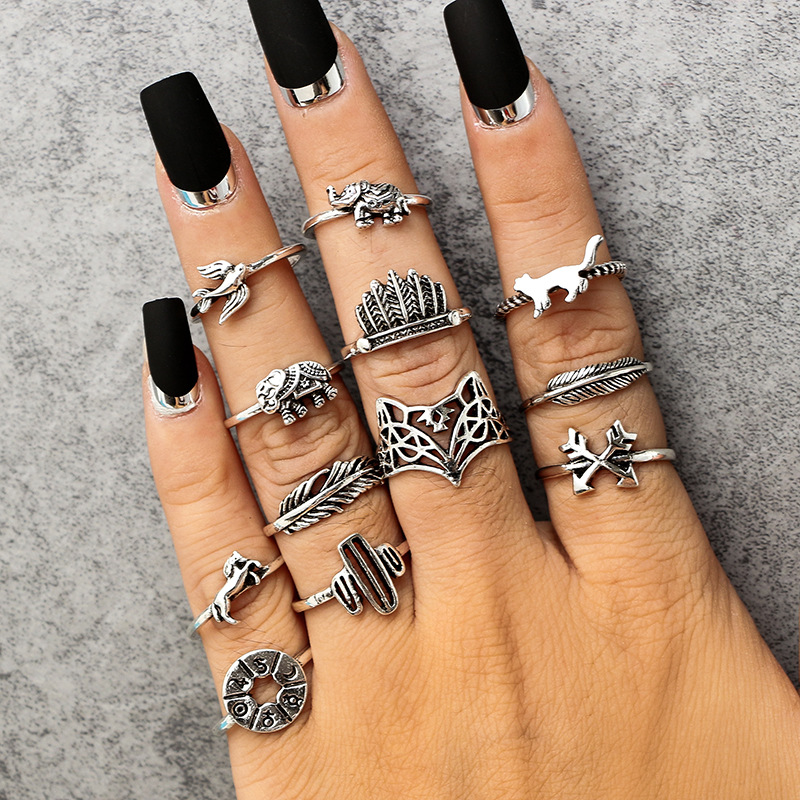 12 PCS/SET rings set rings for women ladies rings in jewellery wedding silver rings jewelry rings