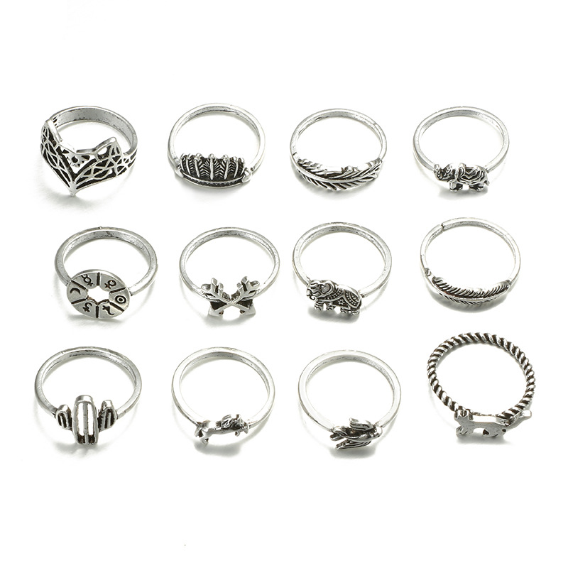 12 PCS/SET rings set rings for women ladies rings in jewellery wedding silver rings jewelry rings