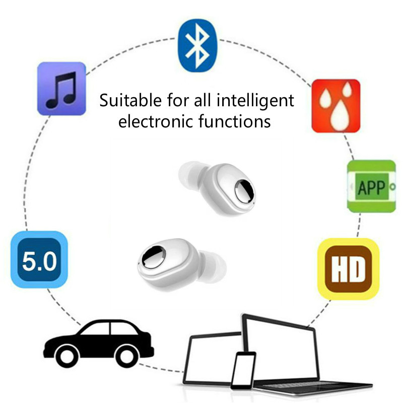 1PCS Bluetooth 5.0 Mini Invisible Waterproof Wireless In-Ear Single Subwoofer earphone