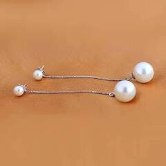 Earrings studs 925 silver for women female long tassel pearl earrings star with the same paragraph
