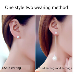 Earrings studs 925 silver for women female long tassel pearl earrings star with the same paragraph