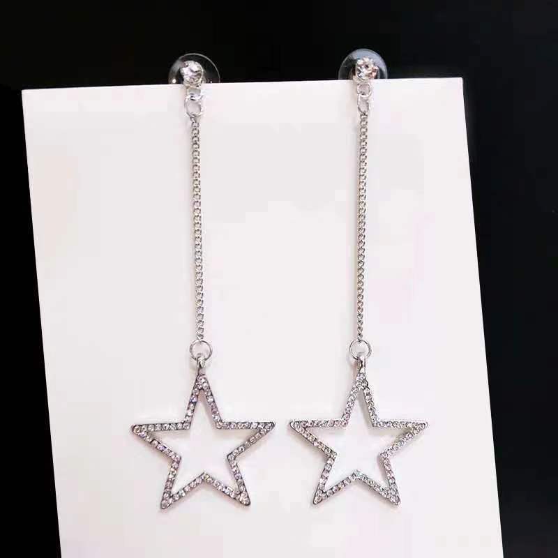 New Rhinestone five-pointed star earrings studs fashions earrings for women long ear tassel jewelry