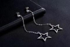 New Rhinestone five-pointed star earrings studs fashions earrings for women long ear tassel jewelry