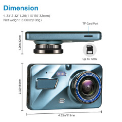 New night vision car 4-inch driving recorder two-way recording For Car DVR Camera Full HD 1296P