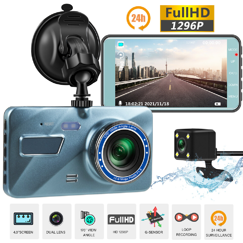 New night vision car 4-inch driving recorder two-way recording For Car DVR Camera Full HD 1296P