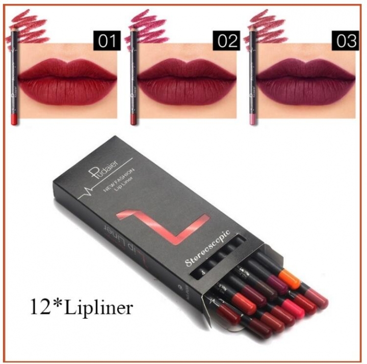 12pcs Makeup Matte Lip Pencil Eyeliner Eye Shadow Cosmetic Kit Long Lasting  Contour Liner Pencil
