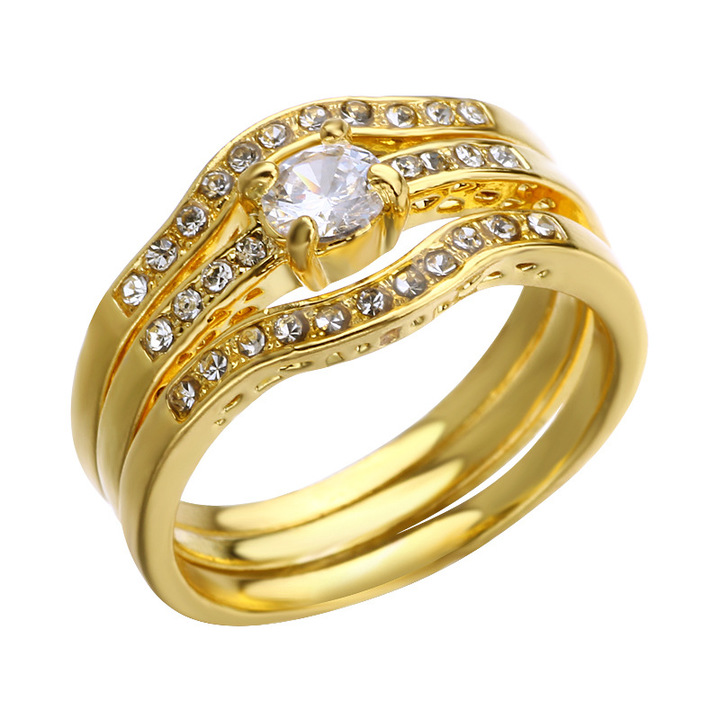 12 Styles 18K Gold Filled Diamond Women Men Wedding MenWomen Size 5 To 12 Ring Set Jewelry
