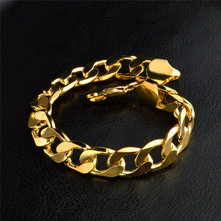 Fashion Luxury Jewerly 18k 24inches Yellow Gold plated Necklace and Bracelet for Women and Men