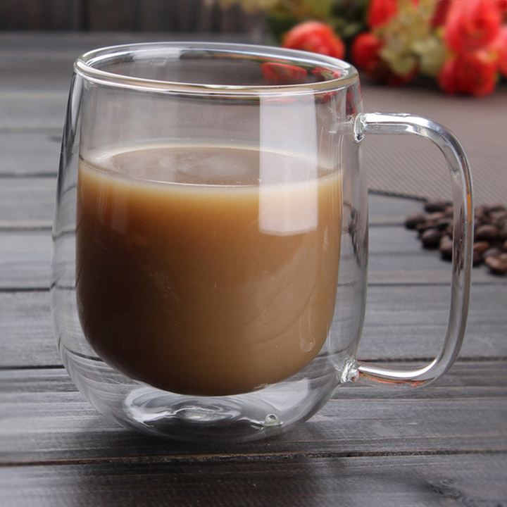 300ML Double Layer Glass Handmade Transparent Heat Resistant Cup Coffee Tea Drink Cups Kitchen Tool