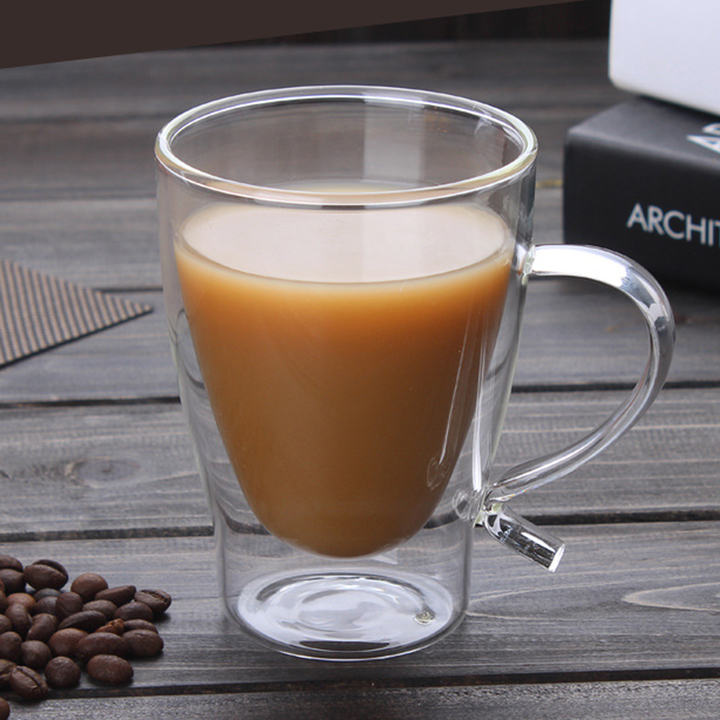 300ML Double Layer Glass Handmade Transparent Heat Resistant Cup Coffee Tea Drink Cups Kitchen Tool