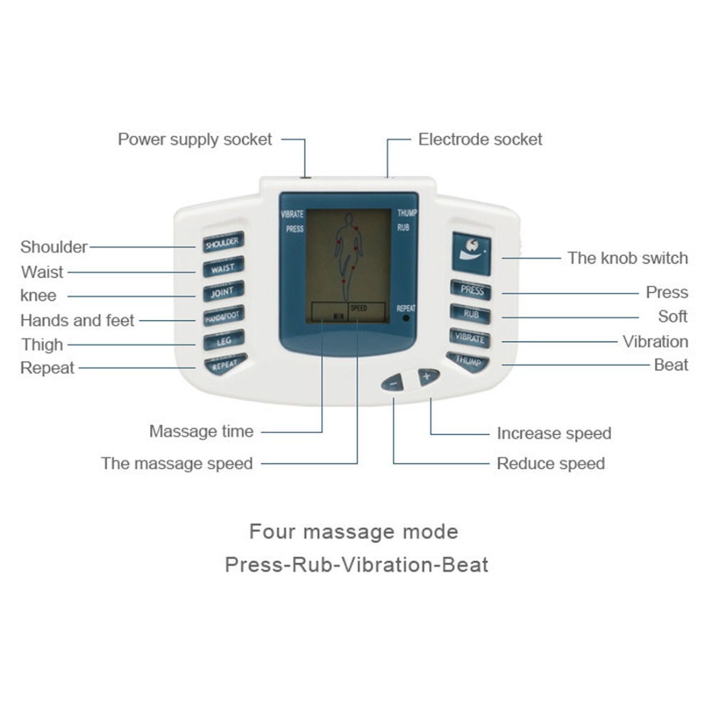 Electrical Stimulator Full Body Relax Muscle Therapy Massager,Pulse tens Acupuncture +16 pads